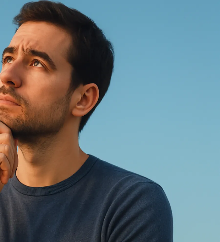 Thoughtful man looking out of an aircraft window